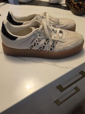 Adidas Samba Platform Cream Leopard Accent Women's Sneakers